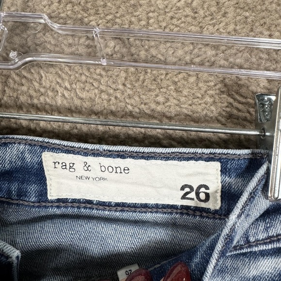 Rag & Bone Jeans Womens 26 Blue Nina High Rise Straight Leg Raw Hem Pearl Denim - Picture 9 of 14